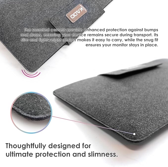 Kado 15.6 Inch Portable Monitor Case Sleeve Bag Made for Sceptre Kado MNN KYY InnoView Yxk ForHelp AYY VisionOwl Yodoit Uperfect ViewSonic ASUS Dell Lenovo 15.6" Portable Display Monitors 15.55"x9.25"