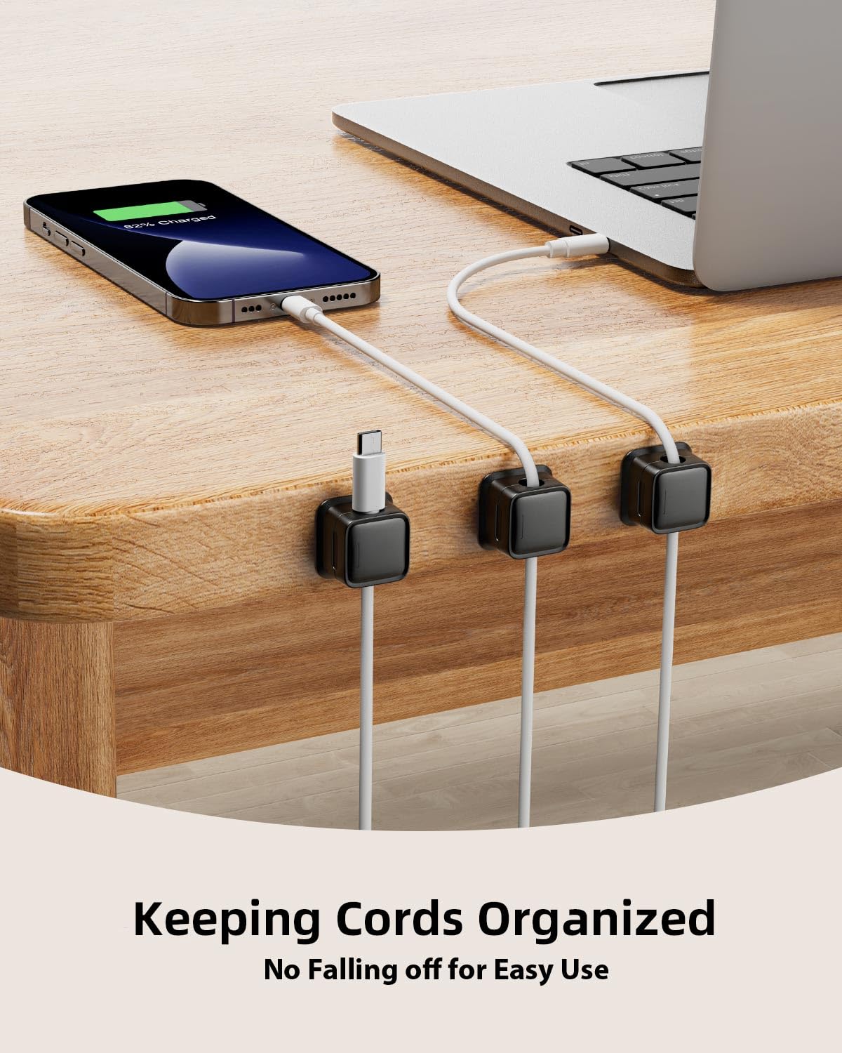 12 Pack Cord Organizer, Magnetic Cable Clips, Under Desk Management, Black