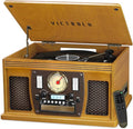 Victrola Navigator 8-in-1 Bluetooth Record Player with Built-in Speakers – 3 Speed Turntable, CD Player, Cassette, FM Radio, USB, RCA Out, Headphone Jack, Wireless Music Streaming, Real Wood (Oak)