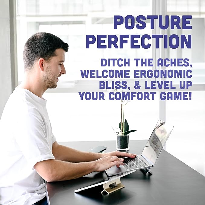Steepy Portable Laptop Stand for Desk 3 Heights Computer Stand for Laptop Riser – Ergonomic Soporte para Laptop Base – Computer Holder & Elevated Lifter for Travel, Home Office, Projector Riser or DJ