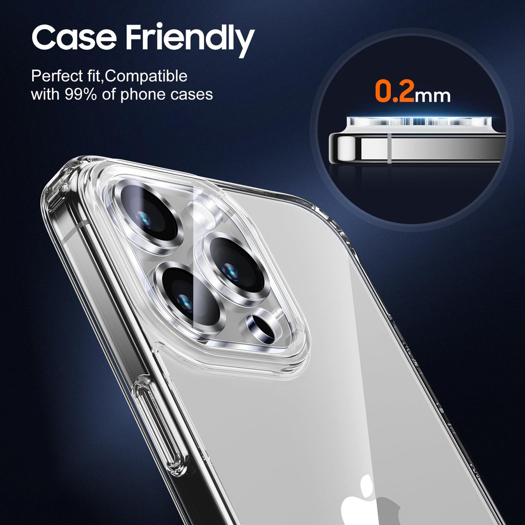UniqueMe for 3 Pack iPhone 15 Pro/15 Pro Max Camera Lens Protector-Silver