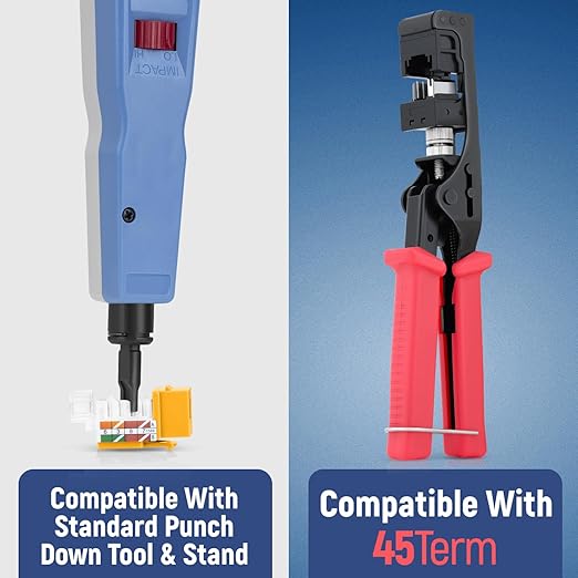 Everest 45° Angled RJ45 Cat6 Keystone Jacks 50-Pack in Yellow - Slim Profile Female RJ45 Connectors - Cat 6 Keystone Jack - Compatible with 45° Angled Speed Termination Tool - 45Term (B0BL3GS7ZY)