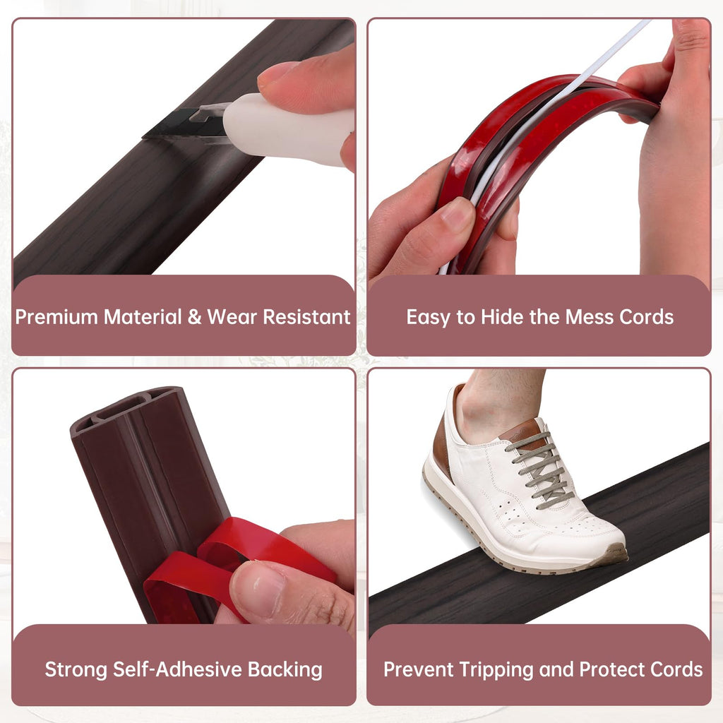 LSGCQ Floor Cord Cover Self Adhesive Cord Hider Floor Cable Management