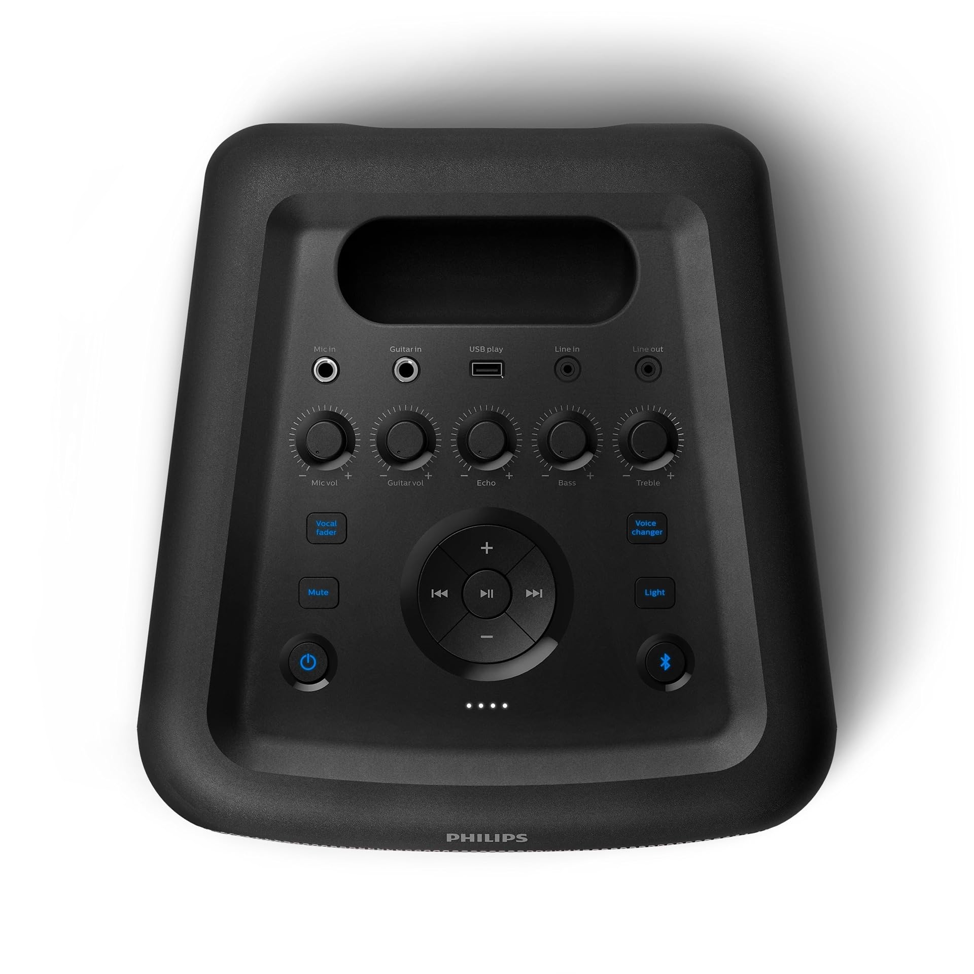 Philips X3206 Bluetooth Party Speaker - 14 Hours Play Time, Deep Bass, Party Lights, Karaoke Effects, Mic & Guitar Input, 80W Max Power, Black