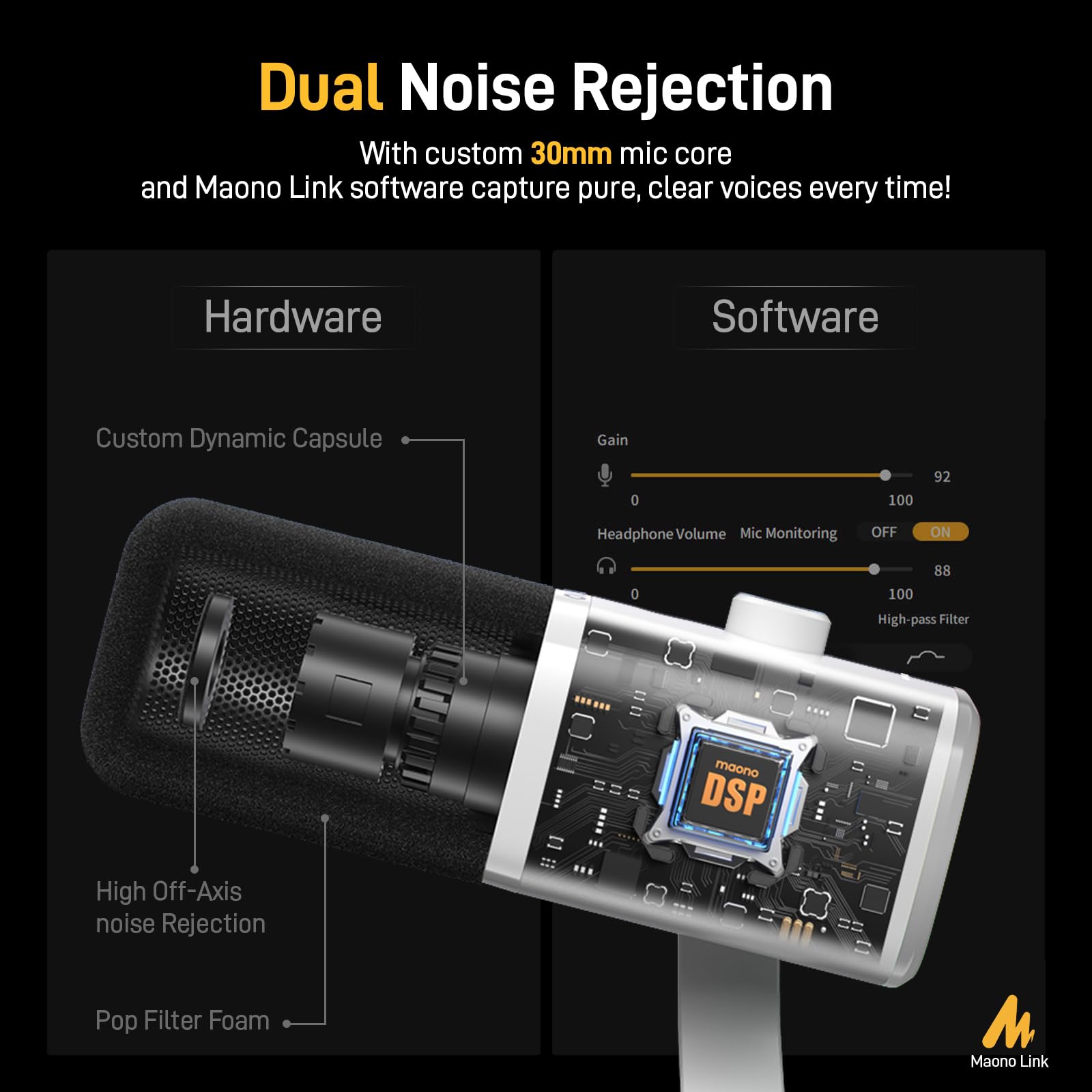 MAONO PD100X USB/XLR Podcast Microphone for PC,Gaming Streaming Dynamic Mic