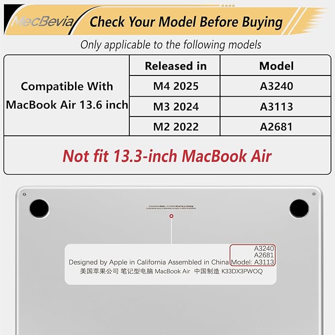 Compatible with MacBook Air 13.6 inch Case, M4 A3240/M3 A3113/M2 A2681 (Released 2025 to 2022), Hard Shell, Keyboard Cover, Screen Protector, Webcam Cover & Type-C Adapter, Vector Flower