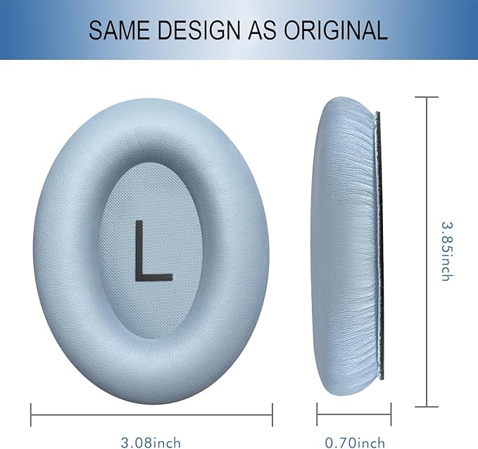 GEVO Replacement Ear Pads for Bose QC45, Ear Cushions for Bose QuietComfort 45 (QC45) & Quiet Comfort SE (QC SE) Headphones, Earpads with Softer Leather Noise Isolation Foam (Moonstone Blue)
