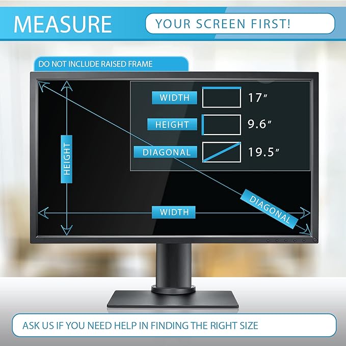 [2 Pack] Premium Privacy Screen Filter for 19.5 Inches Desktop Computer Widescreen Monitor with Aspect Ratio 16:09. Anti Glare and Anti Blue Light Protection
