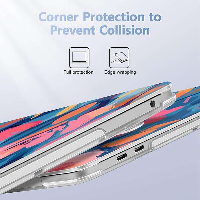 Case for MacBook Pro 13 inch with/Without Touch Bar (2016-2022, M2 A2338 M1 A2289 A2251 A2159 A1989 A1706 A1708), Hard Shell + Keyboard Cover + Dust Plug, Flowers Print