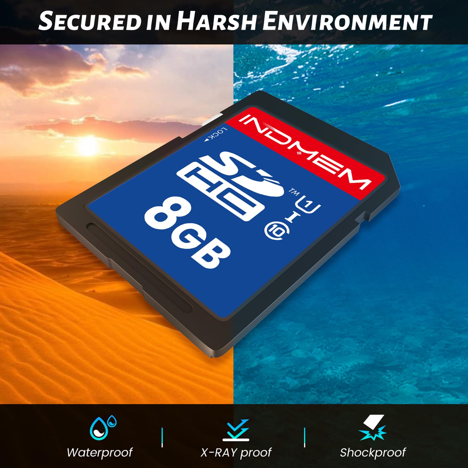 INDMEM SD Card 8GB, 8 Packs Class 10 8GB Flash Memory Card MLC Standard Secure Digital Cards Camera Card