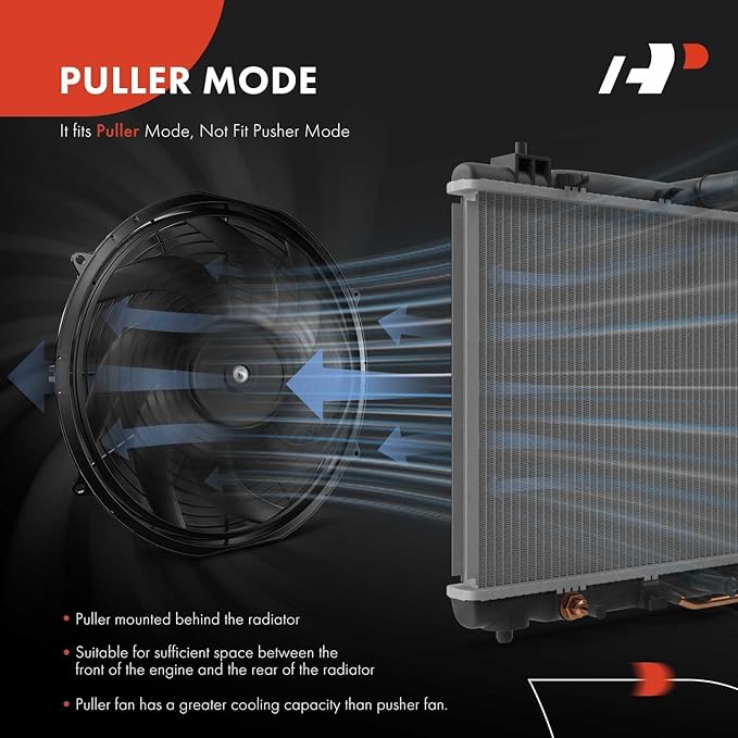 A-Premium 6.5'' 6.5 inch Slim Fan Pull Universal Electric Radiator Cooling Fan Assembly, 12V 80W with Mount Kit