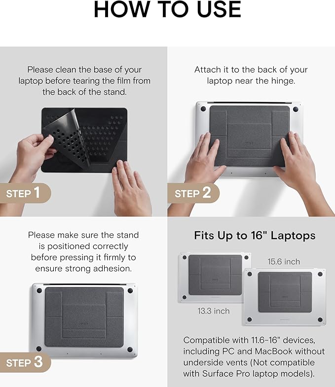 MOFT Laptop Stand for Desk, Adhesive Laptop Stand with 2 Adjustable Viewing Angles, Foldable and Portable Computer Stand Compatible with MacBook Air, MacBook Pro 11"-16", Starry Grey
