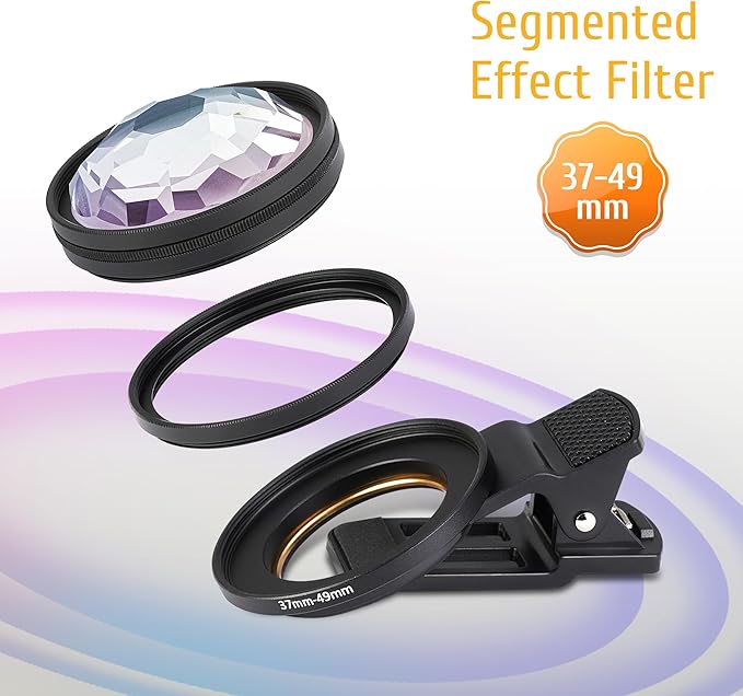Kaleidoscope Prism Lens for iPhone & Android – Clip-On Multi Refraction Filter Lens for Mobile Photography, K9 Optical Glass Creative Phone Camera Attachment