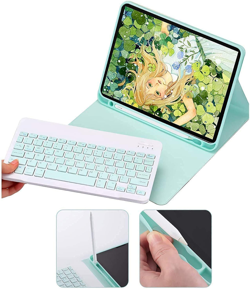 Keyboard Case for iPad Mini 7th(A17 Pro) 2024/Mini 6th Generation with Mouse,Case for iPad mini7/mini6 with Detachable Wireless Bluetooth Keyboard Pencil Holder Slim Smart Cover, Sky Blue
