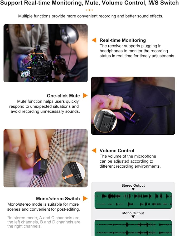 COMICA Vimo Q Four-Channel Mini Wireless Lavalier Microphone System with 4 Transmitters and 1 Receiver with Charging Case for Phone Video Recording Interview Youtubers Vloggers