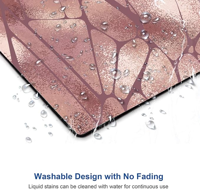 Rose Gold Marble Mouse Pad with Irregular Geometric Design - Gaming Mouse Mat with Waterproof Square Surface, Non-Slip Rubber Base for Office, Home, Laptop, Travel - 9.5"x7.9"x0.12" Inch