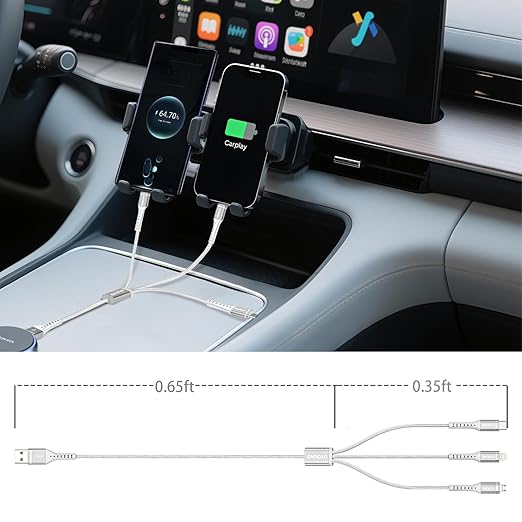 Short Multi Charging Cable 1FT 2Pack 3 in 1 Charger Cord Braided Universal Phone Cords with Lightning/Type C/Micro USB Connectors, Multiple USB Cable for iPhone/Samsung/Google Phones and More