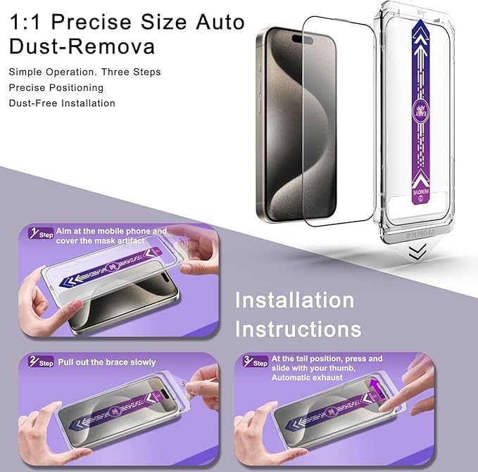 Screen Protector for iPhone Air 6.5-Inch, 2 Pack, 9H Tempered Glass, HD Clear, Full Cover, Anti-Fingerprint, Easy Installation