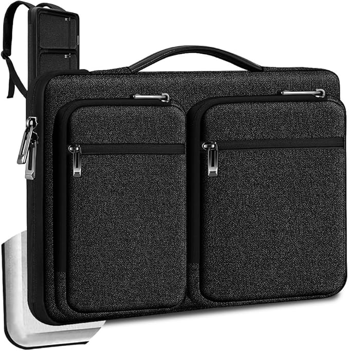Hseok Laptop Case 15 15.6 16 inch Sleeve with Handle and Hidden Strap,Compatible with MacBook Pro 15.4 16, 360° Protective PC Briefcase with 4 Pockets for Laptop Accessory,Easy to Carrying,Black