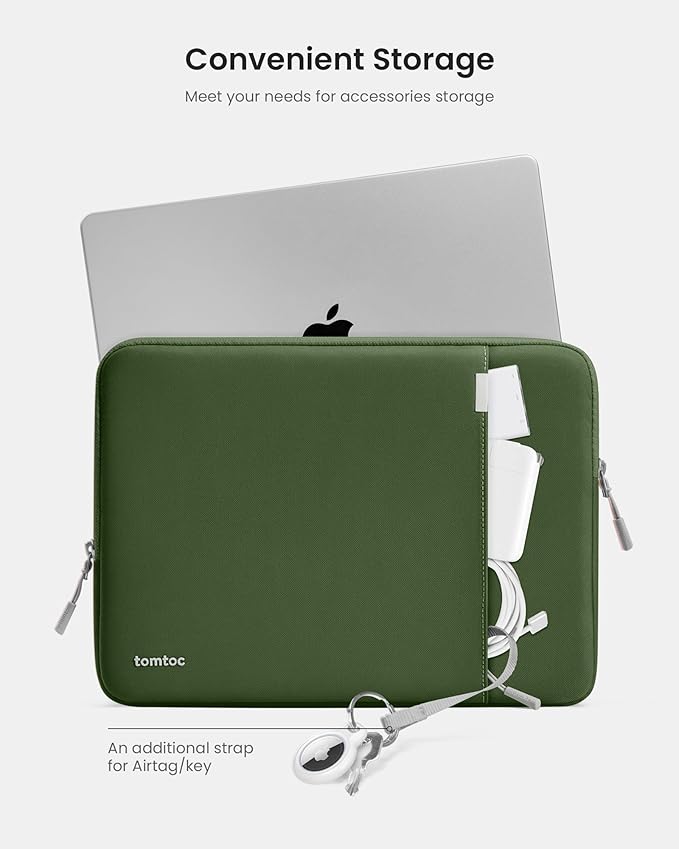 tomtoc 360 Protective Laptop Sleeve for 14-inch MacBook Pro M4/M3/M2/M1 Pro/Max A3112 A3401 A3185 A2992 A2918 A2779 2024-2021, Water-Resistant Case Bag with Accessory Pocket for 13.8 Surface Laptop 7
