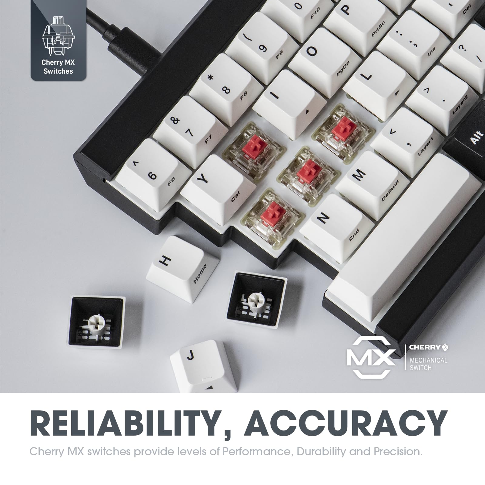 BAROCCOMiSTEL MD600 V3 RGB ORCA TKL Ergonomic Mechanical Keyboard, Cherry MX, Split Layout, PBT DoubleShot Keycap, Windows OS Compatible (Silent Red)