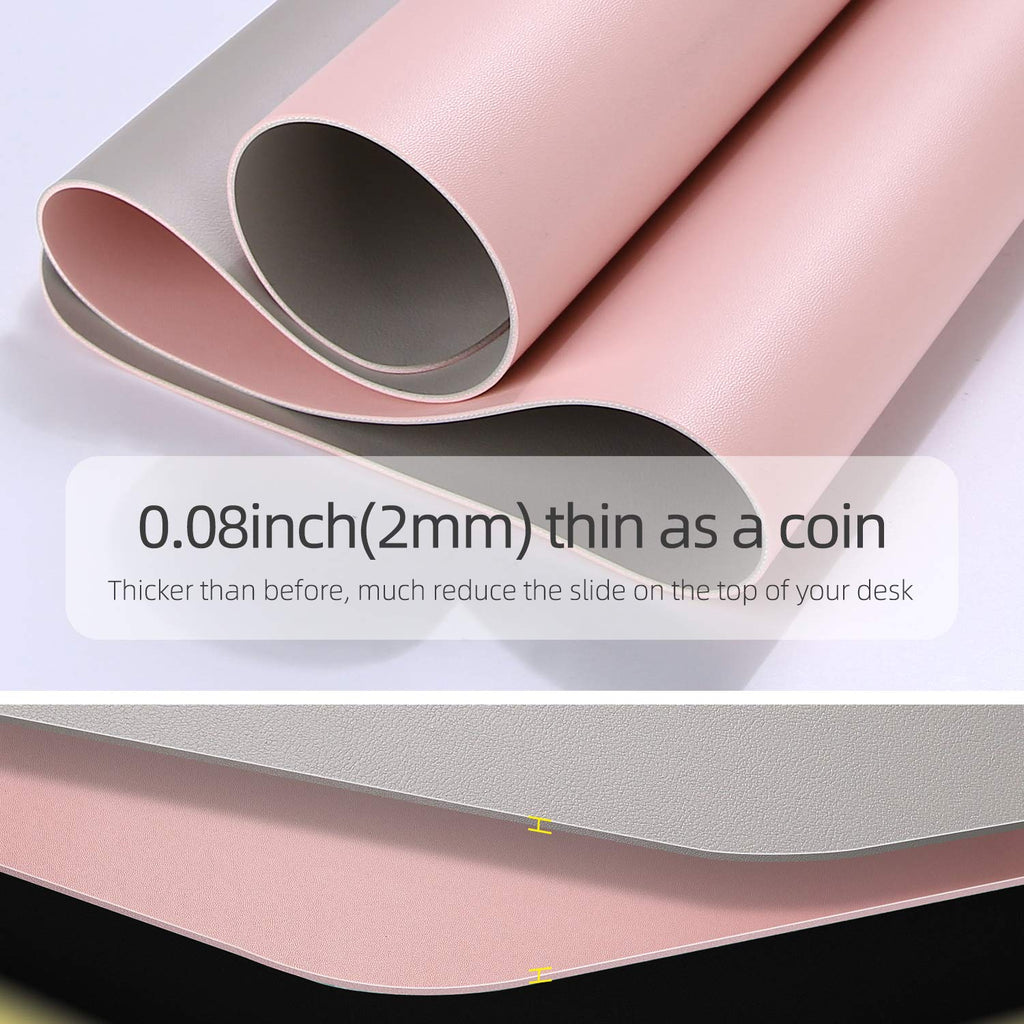 YSAGi Dual-Sided Desk Pad Protector, Desk Mat with Non-Slip - Waterproof PU Leather Office Desk Blotter for Mouse, Keyboard, Writing (23.6" x 13.7", Pink)