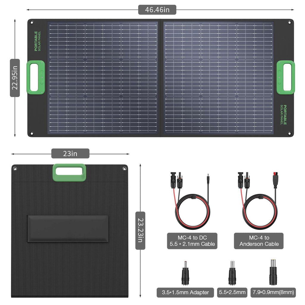 100W Portable Solar Panel for Power Station Generator, Waterproof Foldable