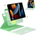 Keyboard Case for iPad 7th/8th/9th Generation 10.2'' 2019/2020/2021, 360° Rotatable Magnetic Keyboard Case with Pencil Holder Groove, 7 Color Backlit Wireless Detachable Keyboard (Green)