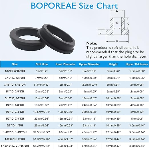 6 Pcs 1" Drill Hole, 5/8" ID Silicone Rubber Grommets for Wiring, Automotive Firewall Hole Plug, Top Hat Grommets for Vinyl Tubing in Hydroponic and Irrigation Systems Metal Wall Drywall