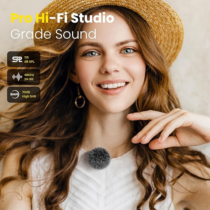 Wireless Lavalier Microphone for Type-C iPhone 15-16 iPad Andriod Series with Charging Case, AI Noise Cancellation Reverberation Lapel Mic for Video Recording YouTube Interview Live Streaming