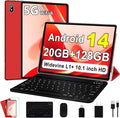 Android 14 Tablet 10 Inch Tablets, 20GB+128GB/1TB Expandable, Tablets with Octa-Core, WiFi 6, Dual Camera, BT 5.0, 6000mAh Battery, HD IPS Display, Widevine L1, Tablet with Keyboard Mouse - Red