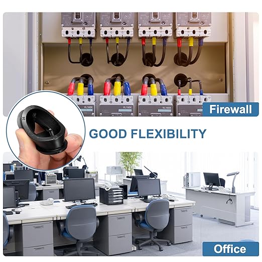 uxcell 4Pcs Cable Cord Grommet, 1-9/16"(40mm) Rubber Desk Grommets Wire Pass Through Hole Cover with Marked Cable Ties for Home Office Cable Wire Protection, Black