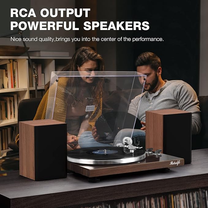 Turntables Belt-Drive Record Player with Wireless Output Connectivity, Vinyl Player Support 33&45 RPM Speed Phono Line USB Digital to PC Recording with Advanced Magnetic Cartridge&Counterweight