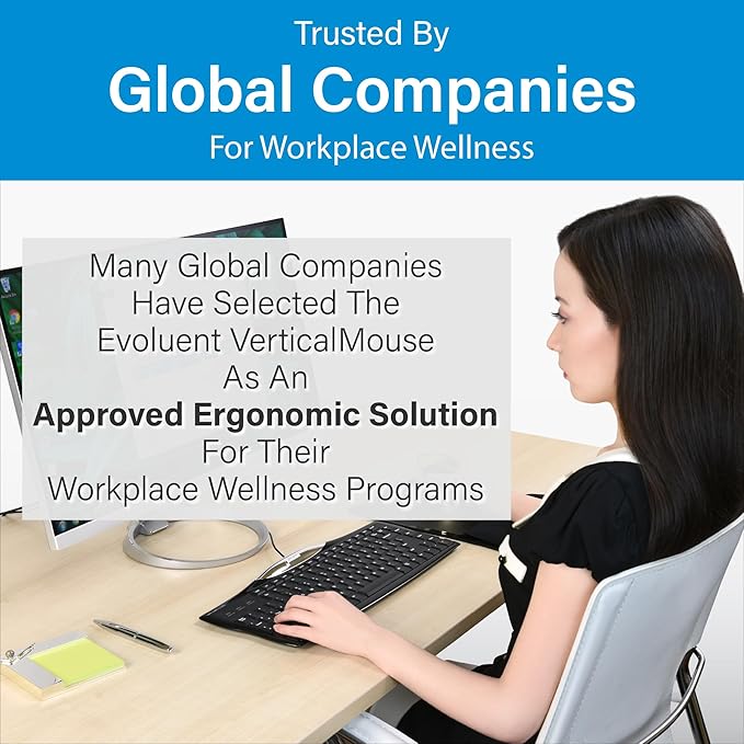 Evoluent – Inventor of the Vertical Mouse – VM4RW Ergonomic Vertical Mouse Right Hand M-to-L Wireless USB, Sculpted for Comfort, Reduces Wrist Strain, Adjustable Speed, Customizable Buttons in Windows