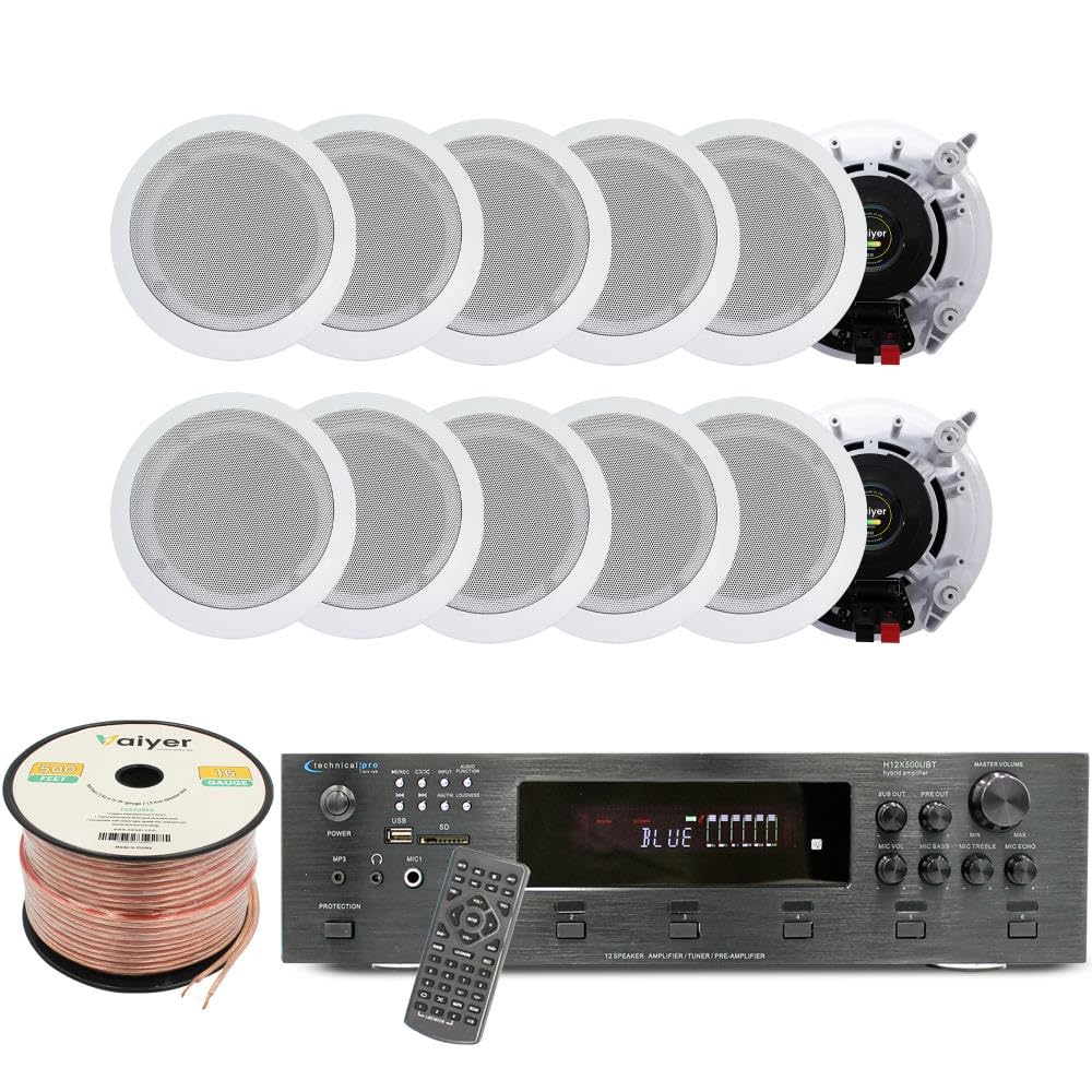Vaiyer Home Audio System Kit, 6-Channel 6000 Watts Bluetooth Amplifier