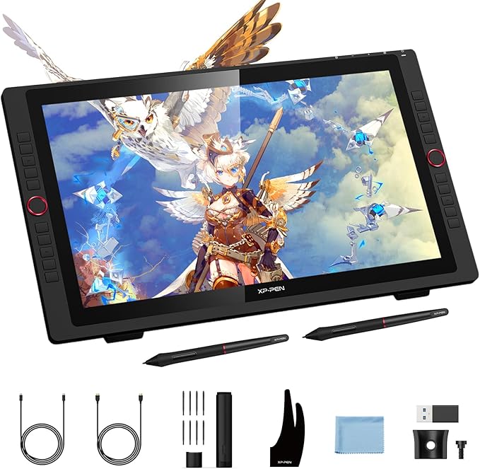 Drawing Tablet with Screen XPPen Artist 22R pro Computer Graphics Tablet 120% sRGB with Battery-Free Stylus Full-Laminated Technology, 21.5 inch Pen Display with 20 Shortcut Keys & 2 Red Dial(Black)