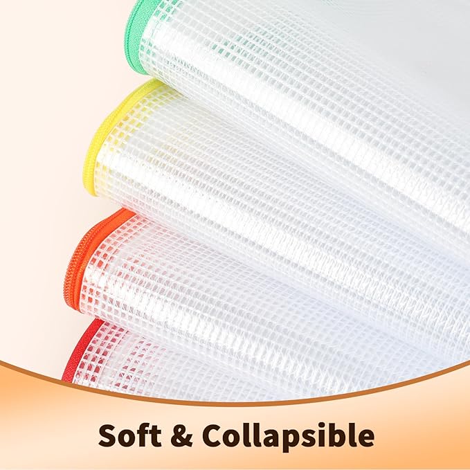 Umriox Zipper Mesh Document Pouch, 6 Assorted Size (6 Colors, 18 Packs), Clear Zipper Pouches, Waterproof Zipper Pouches for Craft Projects Office Supplies Cosmetics Travel Storage