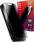 ZAGG InvisibleShield Glass Elite Privacy iPhone 15 Pro Screen Protector - 5X Stronger with Reinforced Edges, 2-Way Privacy Filter, Scratch & Smudge-Resistant Surface, Easy to Install