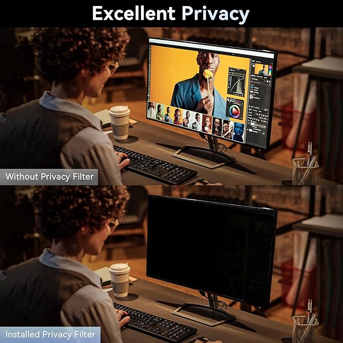 [2 Pack] 32 Inch Computer Privacy Screen Filter for 16:9 Widescreen Monitor, Removable Eye Protection Anti Glare Blue Light Filter Privacy Shield, Anti Scratch Anti Spy Screen Protector Film 32 In