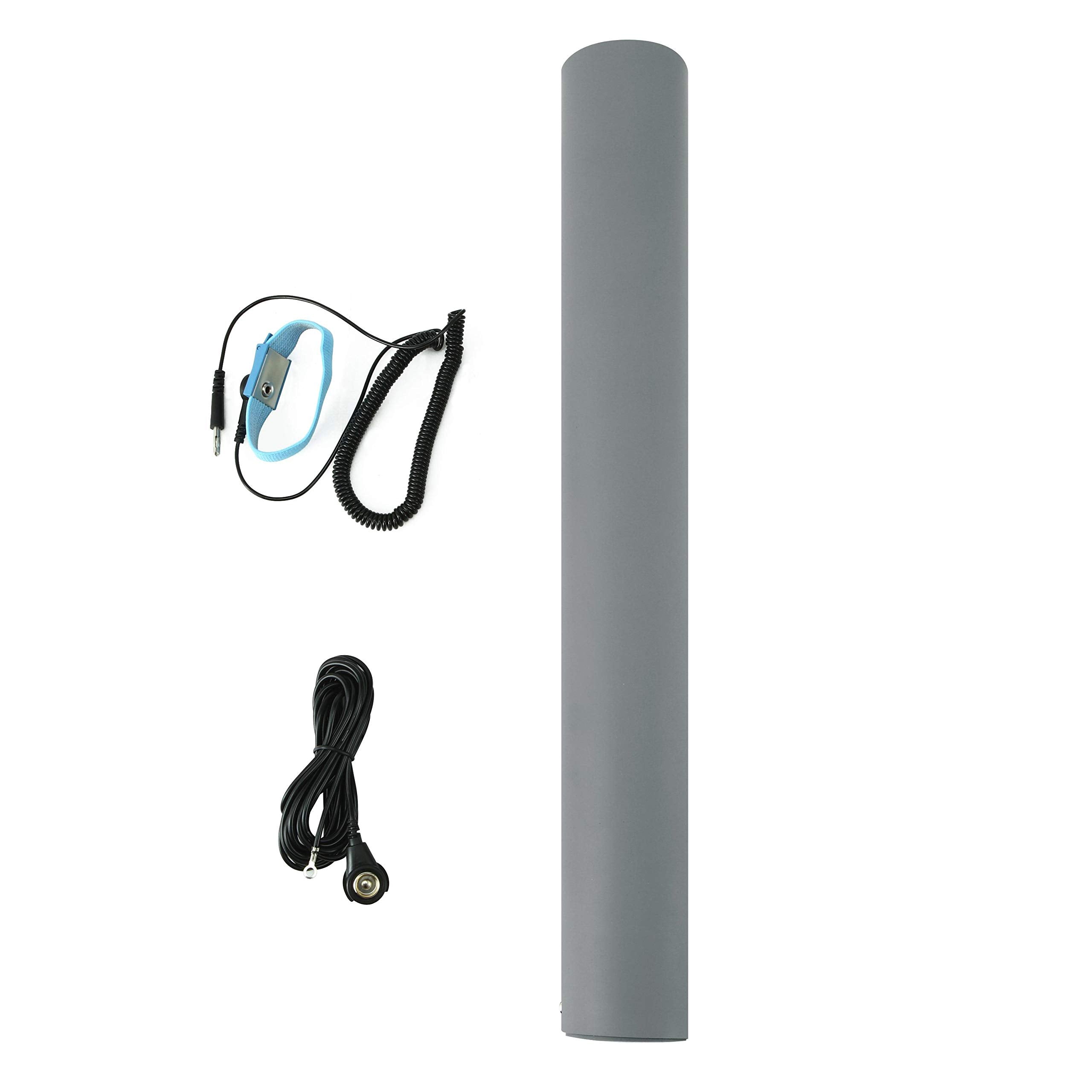 MWRF Source ESD Mat Kit with Wrist Strap and Grounding Cord (2 FT x 3 FT x 0.12 Inch, Grey)