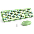 KNOWSQT Wireless Keyboard and Mouse Combo, Green 104 Keys Full-Sized 2.4 GHz Round Keycap Colorful Keyboards, USB Receiver Plug and Play, for Windows, Mac, PC, Laptop, Desktop