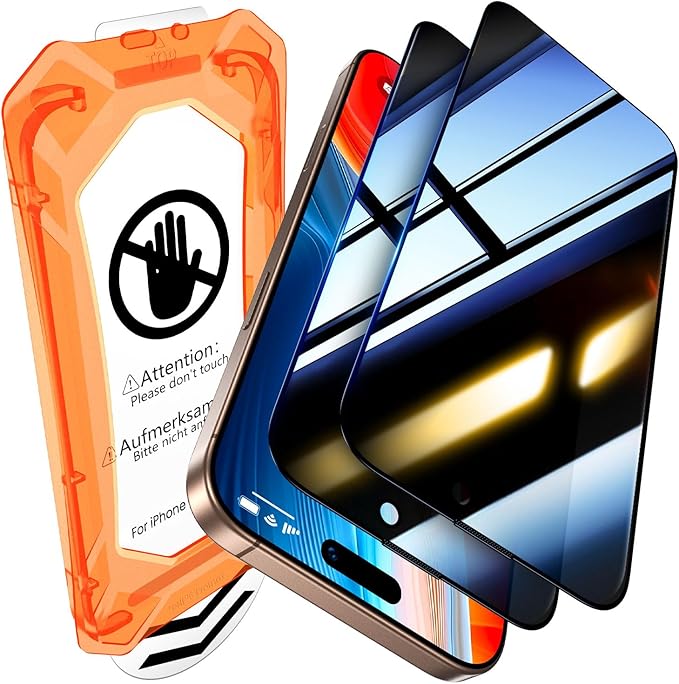UniqueMe for iPhone 16/iPhone 15 Screen Protector Easy Installation-2 Packs