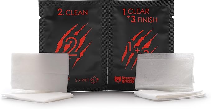 Thermal Grizzly Kryonaut - 1 Gram - Extremely High Performance Thermal Paste + 12 Cleaning Wipes 6 Wet & 6 Dry - for Demanding Applications and Overclocking CPU/GPU/PS4/PS5/Xbox