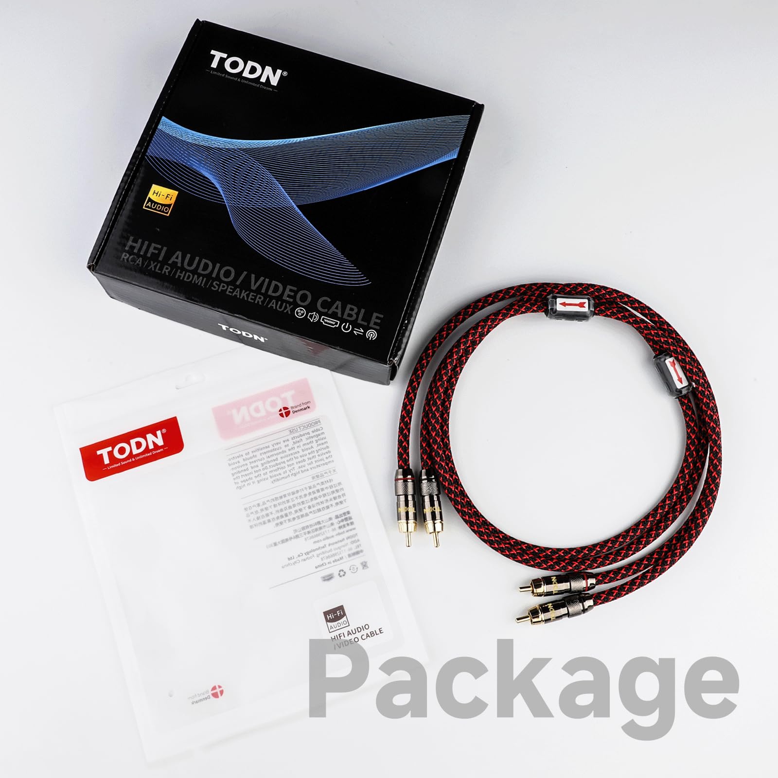 TODN RCA Cables Audiophile 3ft HiFi Stereo Shielded for Car/Home Audio