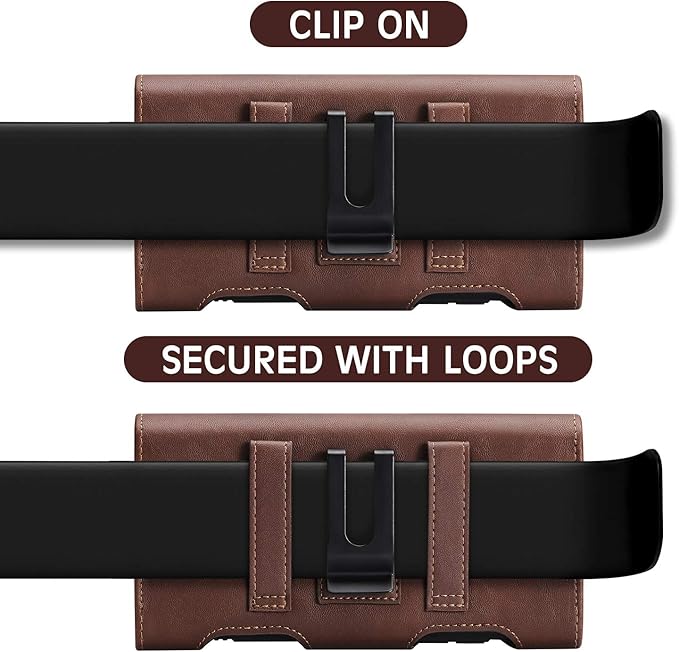 BECPLT for Galaxy S25 Ultra S24+ S23 Ultra Holster Leather Carrying Cell Phone Holder Belt Clip Holster Case Pouch Brown