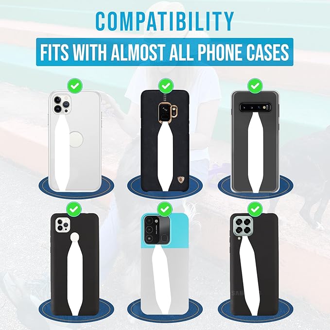Phone Grip Strap - Pack of 2 Reversible Finger Holder for Phone Back, Customizable Anti-Slip Design, Wireless Charging Compatible Detachable Holder for iPhone - Psychedelic Turtle
