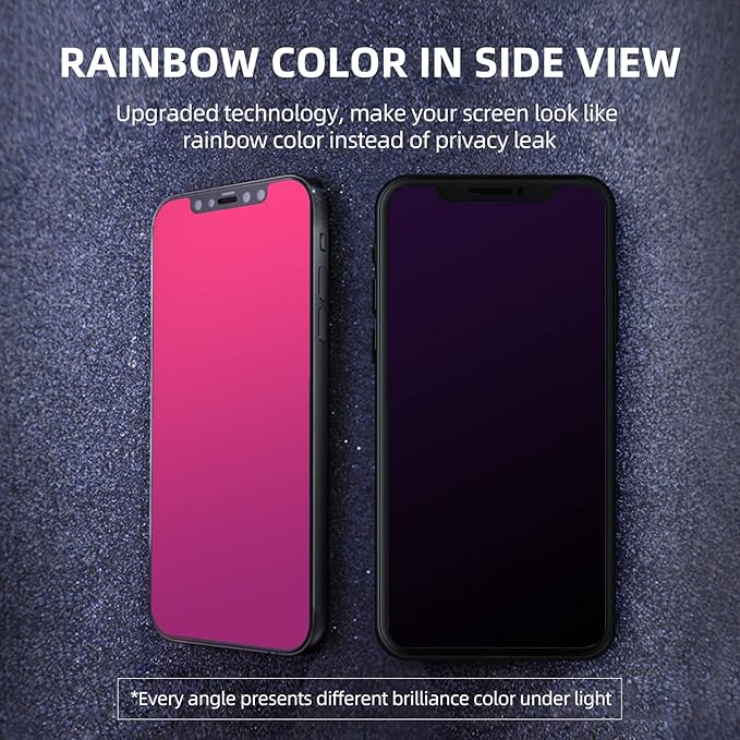 EGKimBa Privacy Screen Protector compatible with iPhone 12 Pro Max, 6.7 inch Gradient Colorful Electroplated Anti-Spy Anti-Blue Light Easy Installation Tempered Glass