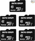 Micro Center 64GB Class 10 MicroSDXC Flash Memory Card with Adapter for Mobile Device Storage Phone, Tablet, Drone & Full HD Video Recording - 80MB/s UHS-I, C10, U1 (5 Pack)