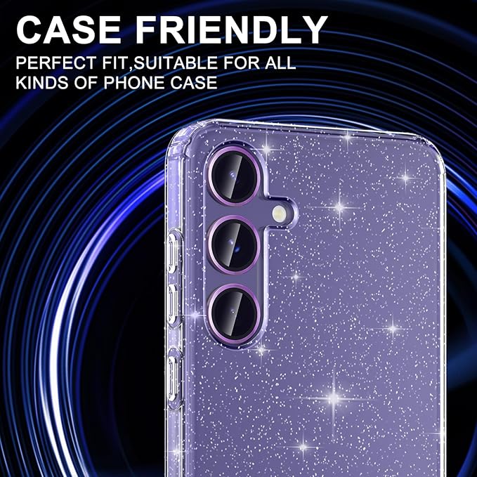 for Samsung Galaxy S24 Plus Camera Lens Protector, Individual Metal Ring Tempered Glass Lens Cover, [Strong Adsorption] Scratch Resistant Ultra-Thin HD Clear Lens Cover, 1 Set-Purple
