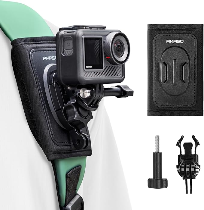 AKASO Quick Release Backpack Shoulder Strap Mount for Gopro 13 12 11 10 9, EK7000/EK7000 Pro/Brave 4/Brave 4 Pro/Brave 7 LE/Brave 7/Brave 8 and Other Action Cameras